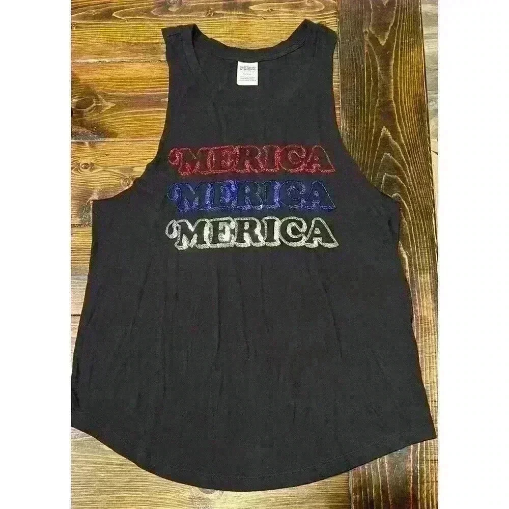 Victoria’s Secret PINK ‘Merica Tank Sz Medium Sleeveless Sequins